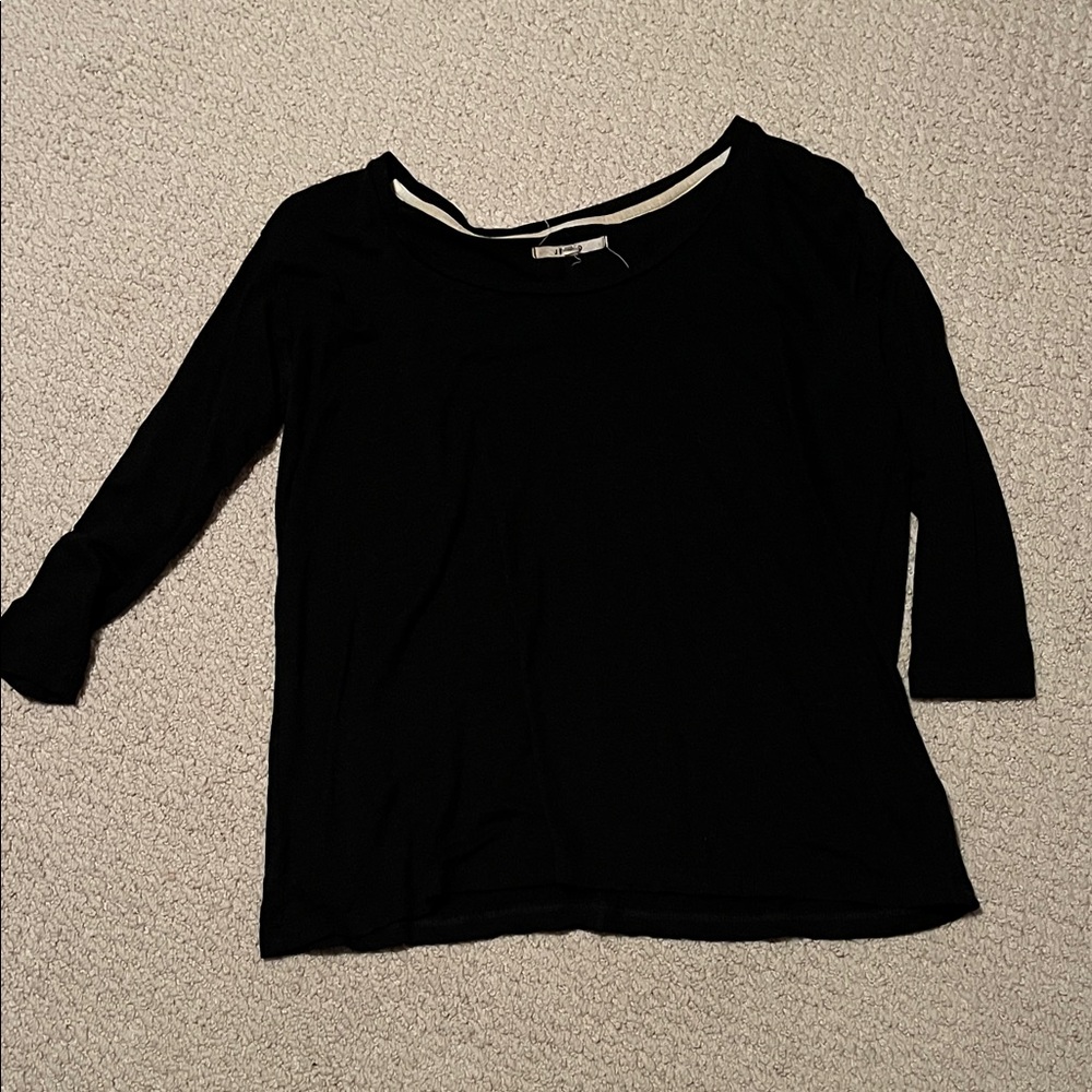 J Brand Black 3/4 Sleeve Top